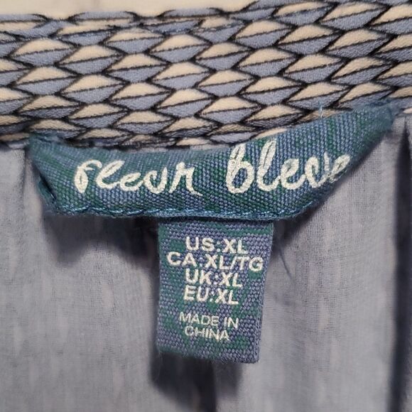 Fleur Bleue geometric tunic top with tie waist - Picture 2 of 8